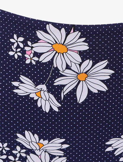 Bikini à imprimé pâquerettes et chouchou - Marine - 3