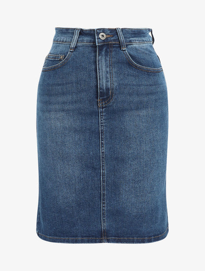 Jupe en jean coupe droite - Bleu - 4