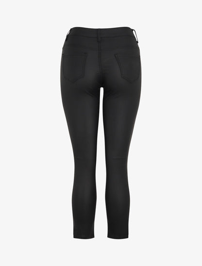 Jean skinny ciré taille haute - Noir - 2