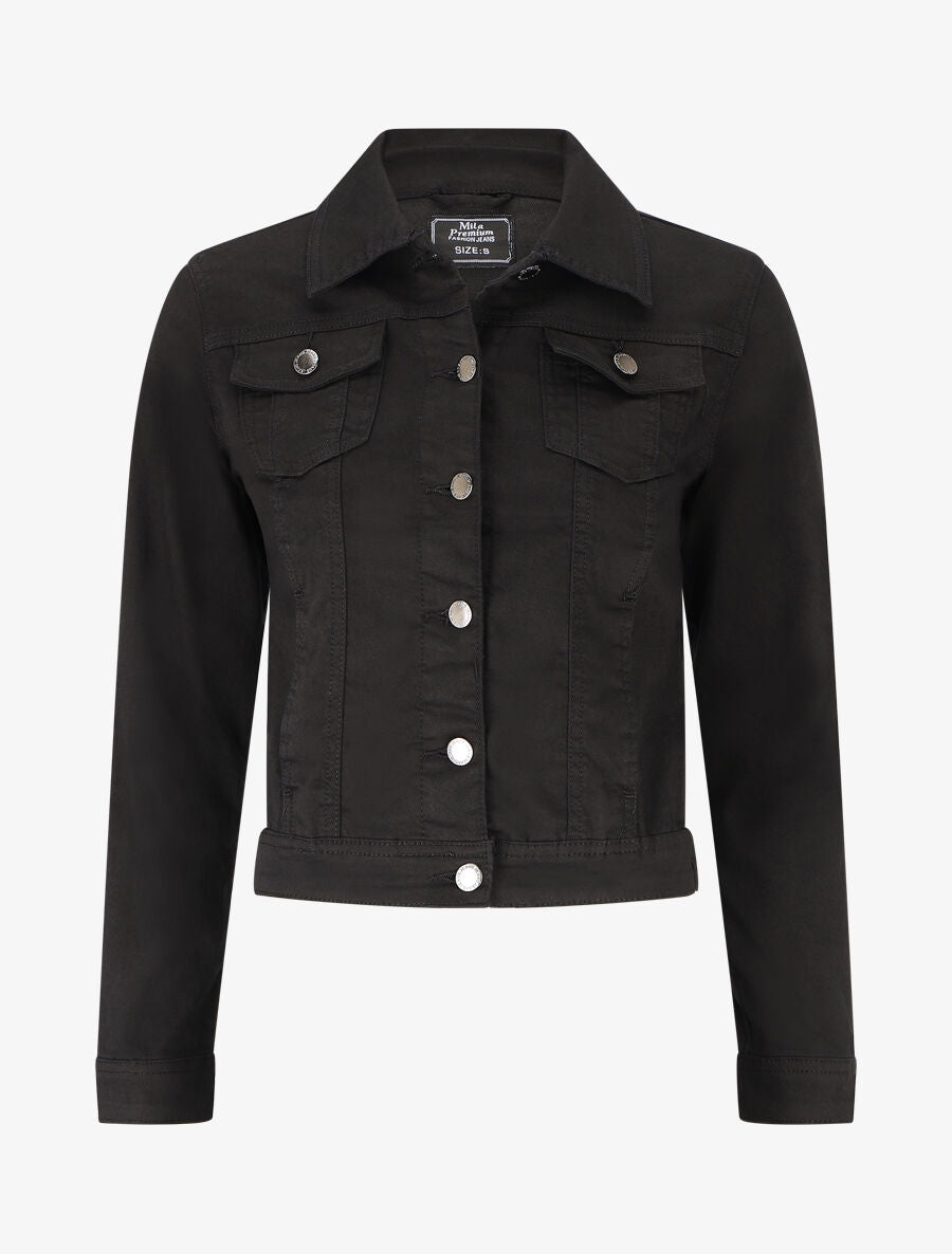 Veste en jean droite - Noir - 1