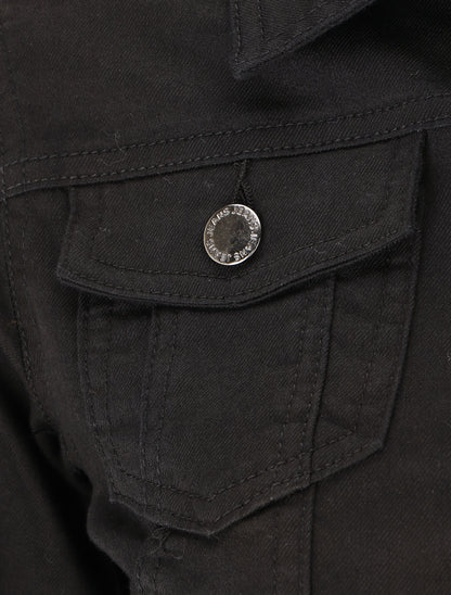 Veste en jean droite - Noir - 3