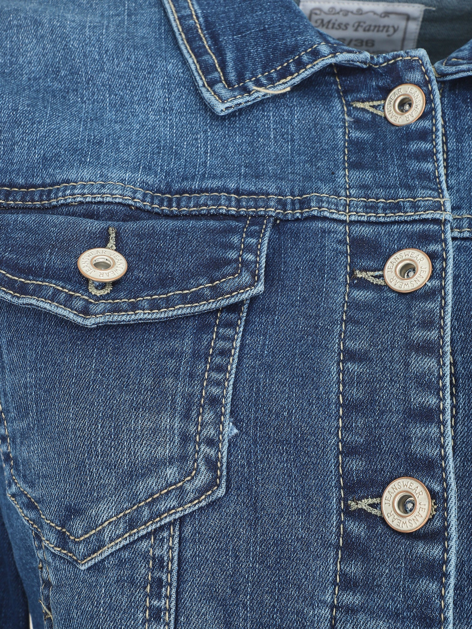 Veste en jean droite - Bleu - 3