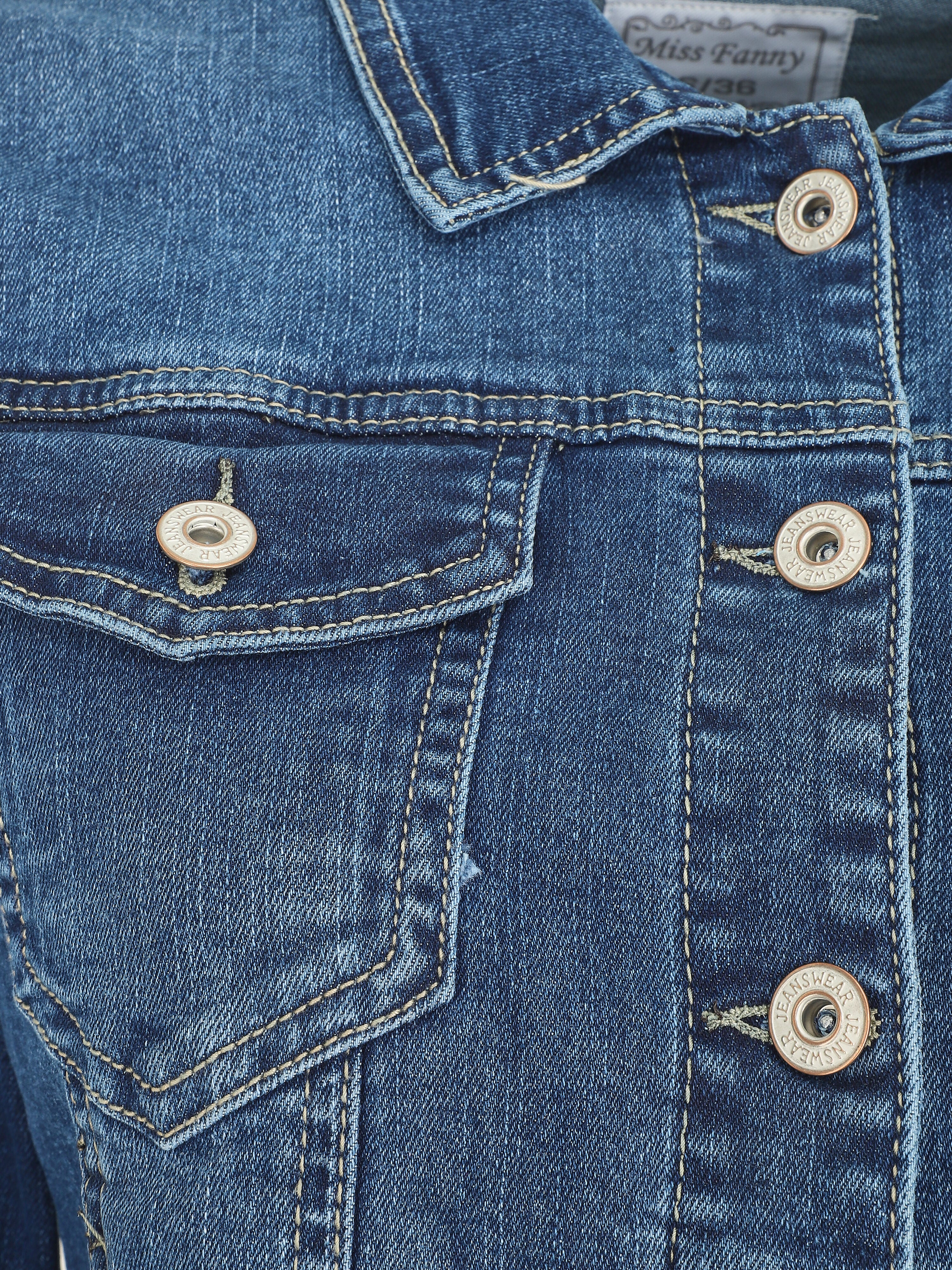 Veste en jean droite - Bleu - 3