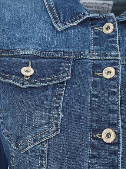 Veste en jean droite - Bleu - 3
