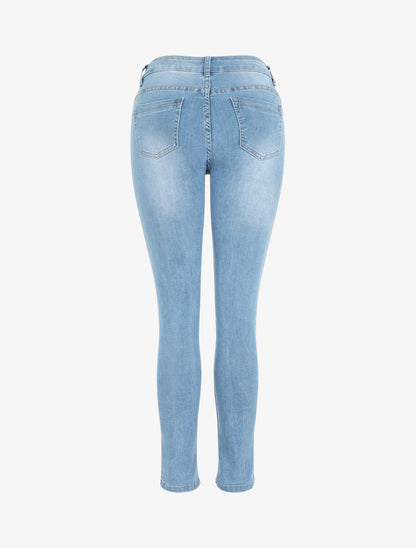 Jean délavé coupe skinny taille standard - Bleu clair - 2