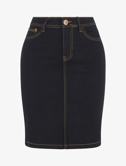 Jupe courte en jean droite taille standard - Bleu brut - 5