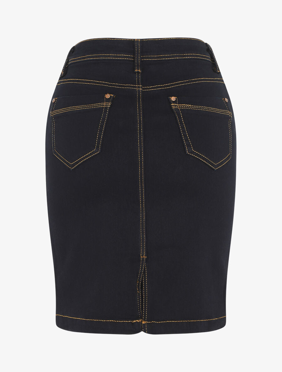 Jupe courte en jean droite taille standard - Bleu brut - 2