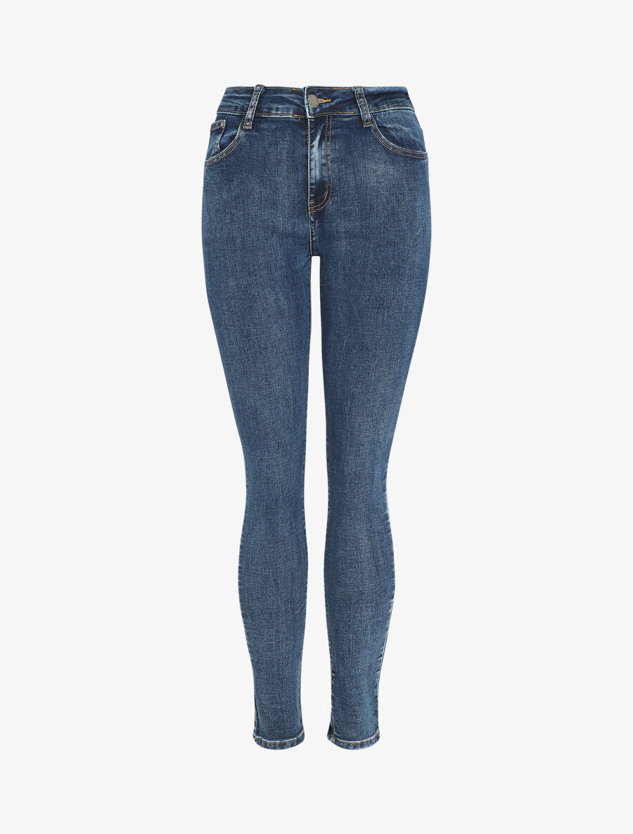 Jean grande taille coupe skinny taille haute - Bleu - 1