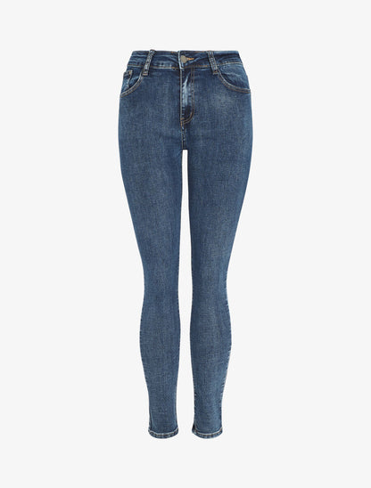Jean grande taille coupe skinny taille haute - Bleu - 1