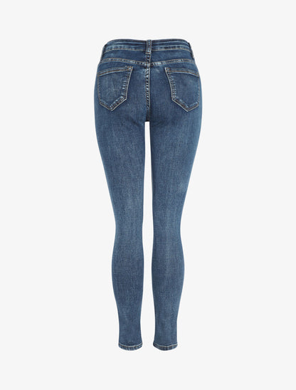 Jean grande taille coupe skinny taille haute - Bleu - 2