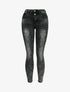 Jeans skinny taille standard à double boutons - Gris foncé - 1