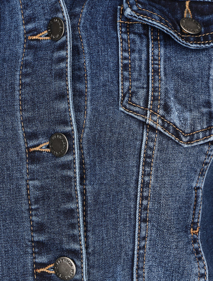 Veste en jean ajustée - Bleu - 3