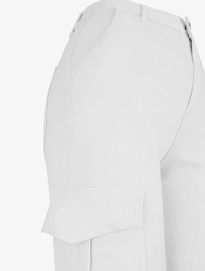 Jean cargo droit taille haute - Blanc - 3