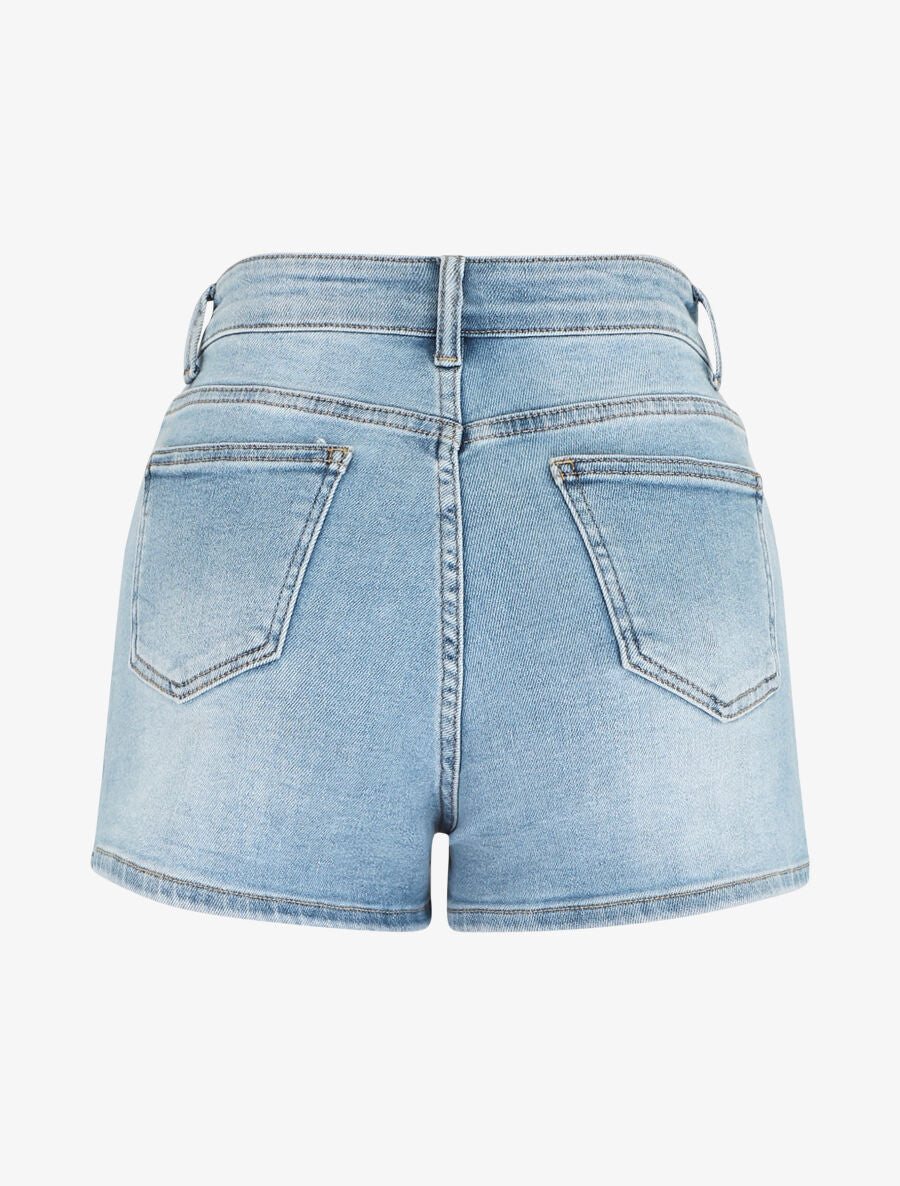 Short délavé coupe droite - Bleu - 2