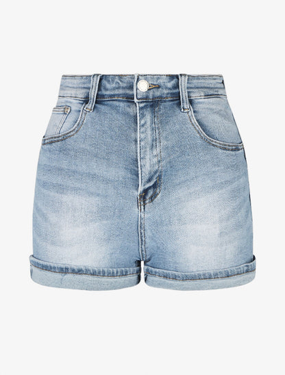 Short push up délavé coupe droite - Bleu - 1