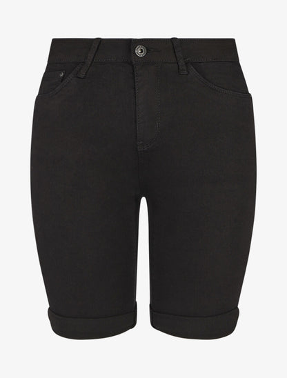 Bermuda push up uni coupe droite - Noir - 1