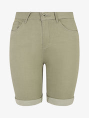 Bermuda push up uni coupe droite - Kaki - 1