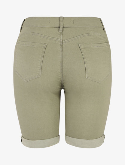 Bermuda push up uni coupe droite - Kaki - 2