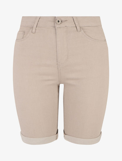 Bermuda push up uni coupe droite - Beige - 5