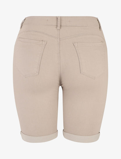 Bermuda push up uni coupe droite - Beige - 2