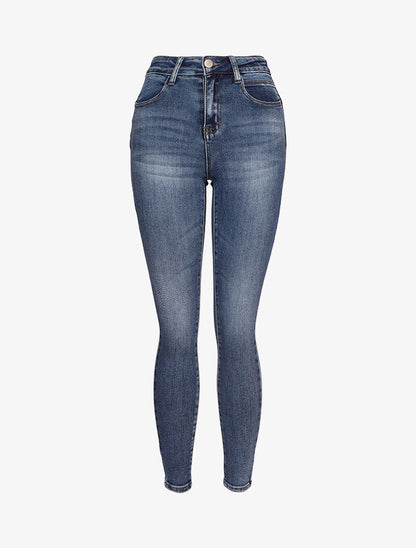 Jeans skinny à coutures contrastantes sur les poches arrières - Bleu denim - 1