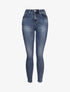 Jeans skinny à coutures contrastantes sur les poches arrières - Bleu denim - 1