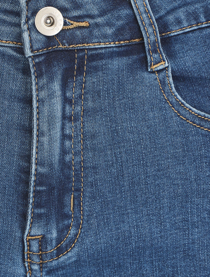 Short en jean droit taille haute - Bleu denim - 3