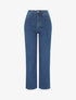 Jean ample taille haute bords effilochés - Bleu - 1