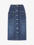 Jupe en jean mi-longue droite à poches - Bleu - 4