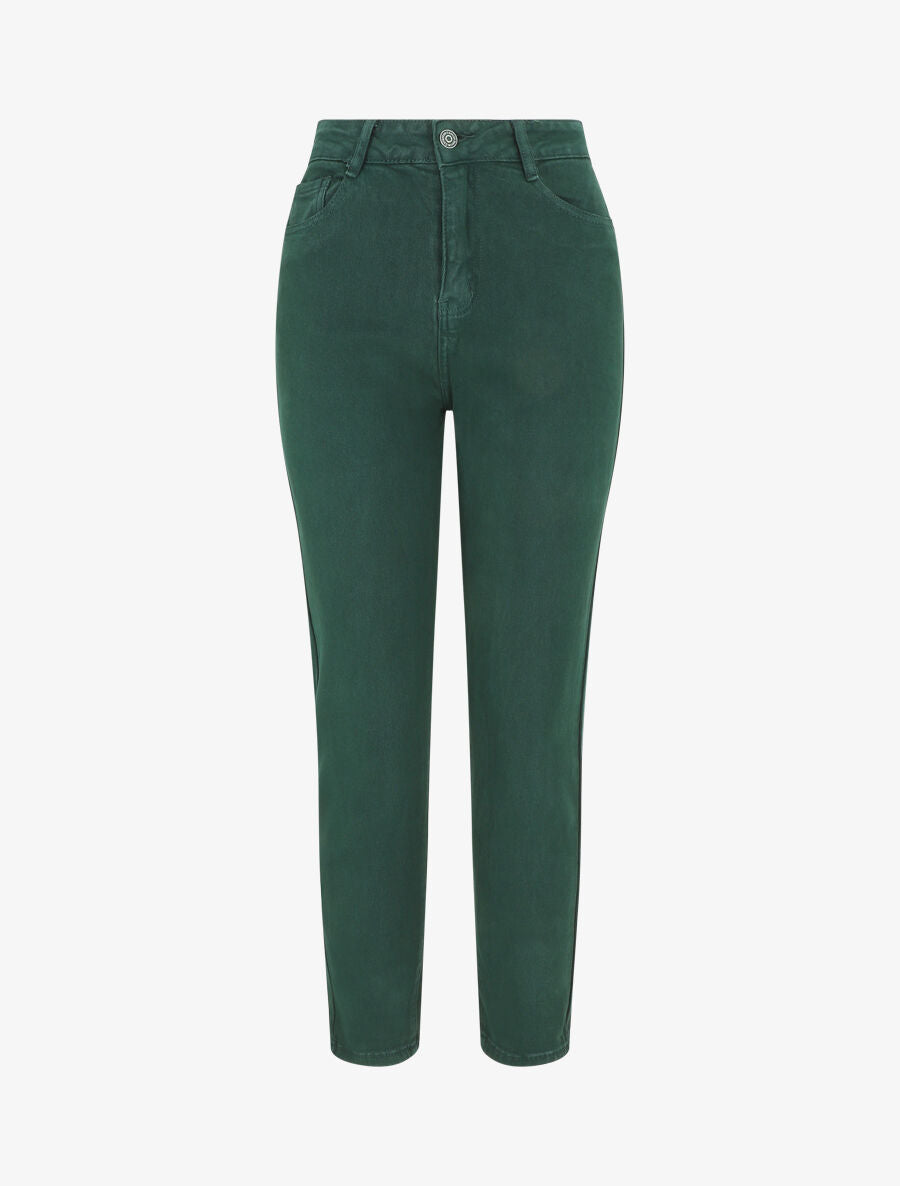 Jean uni taille haute - Vert sapin - 1