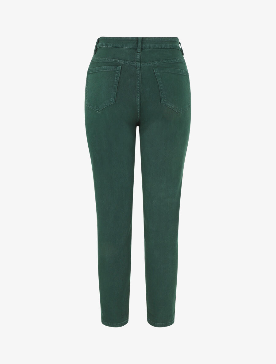Jean uni taille haute - Vert sapin - 2