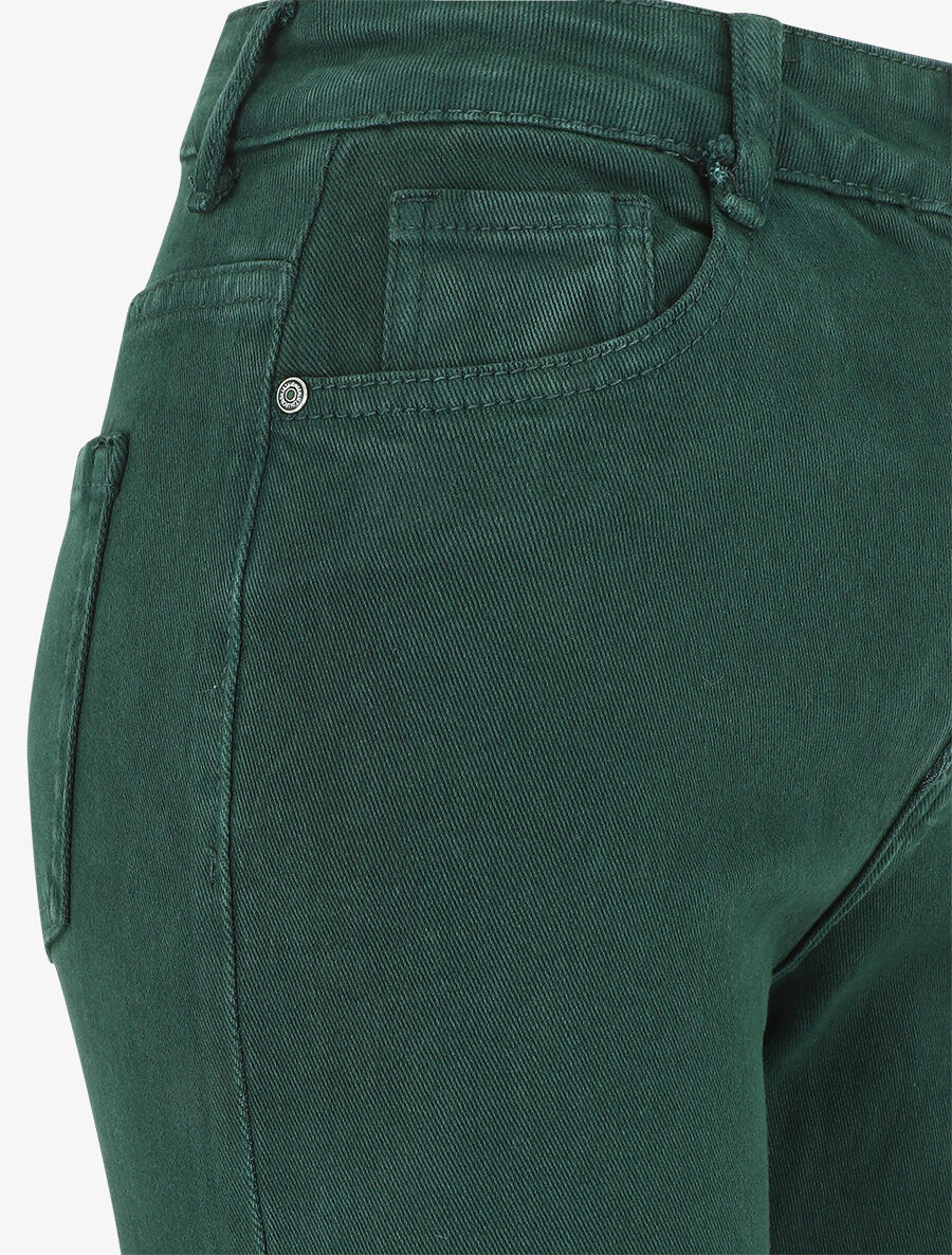 Jean uni taille haute - Vert sapin - 3