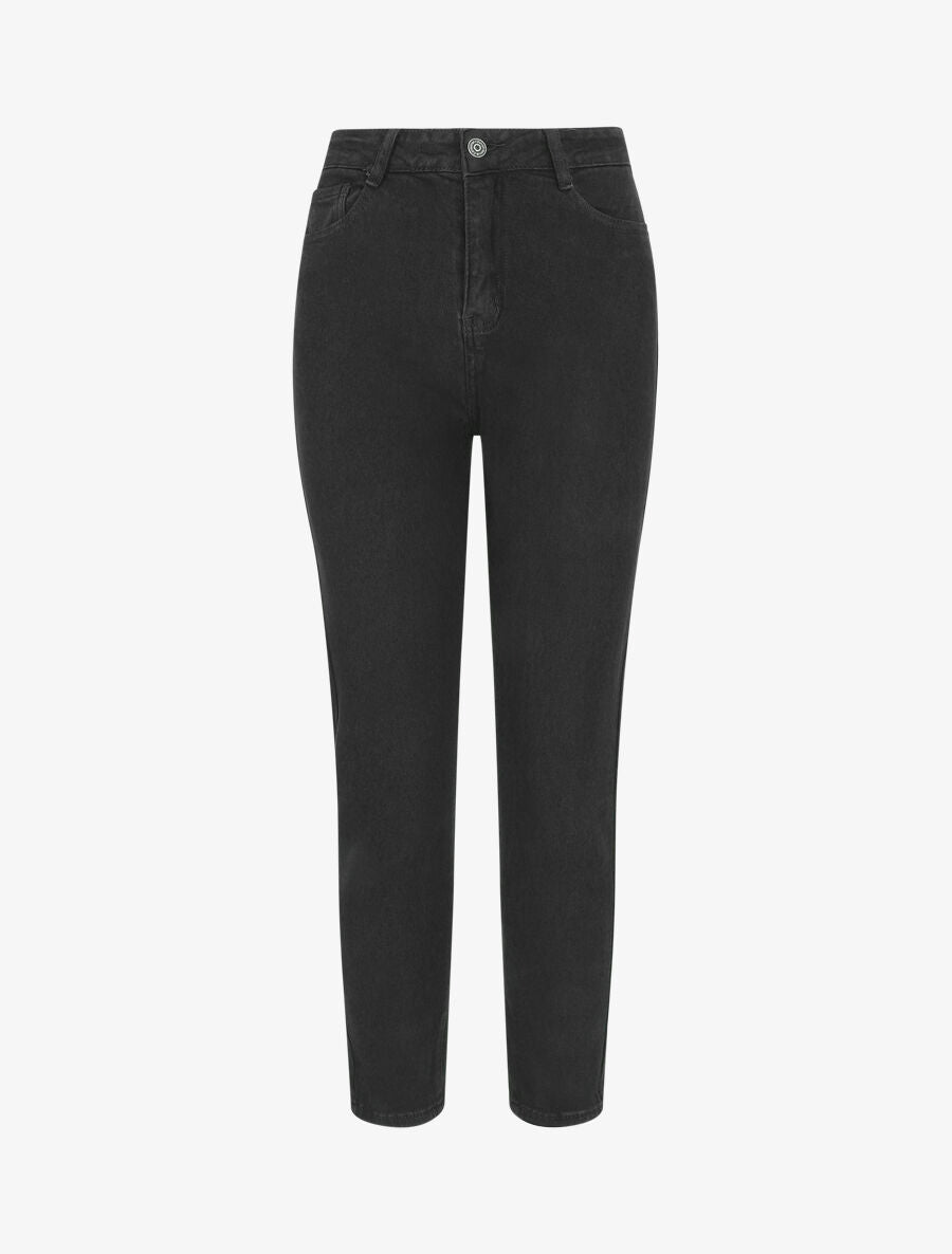Jean uni taille haute - Noir - 1