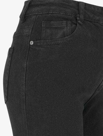 Jean uni taille haute - Noir - 3