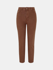 Jean uni taille haute - Marron - 1