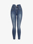 Jean taille empire fendue - Bleu denim - 1