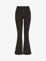 Jean flare uni à boutons décoratifs - Noir - 4