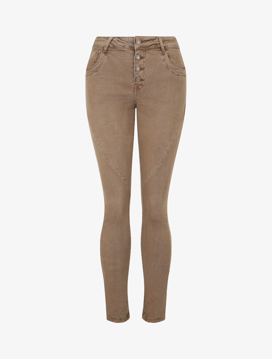 Jean effet froissé coupe slim - Taupe - 4