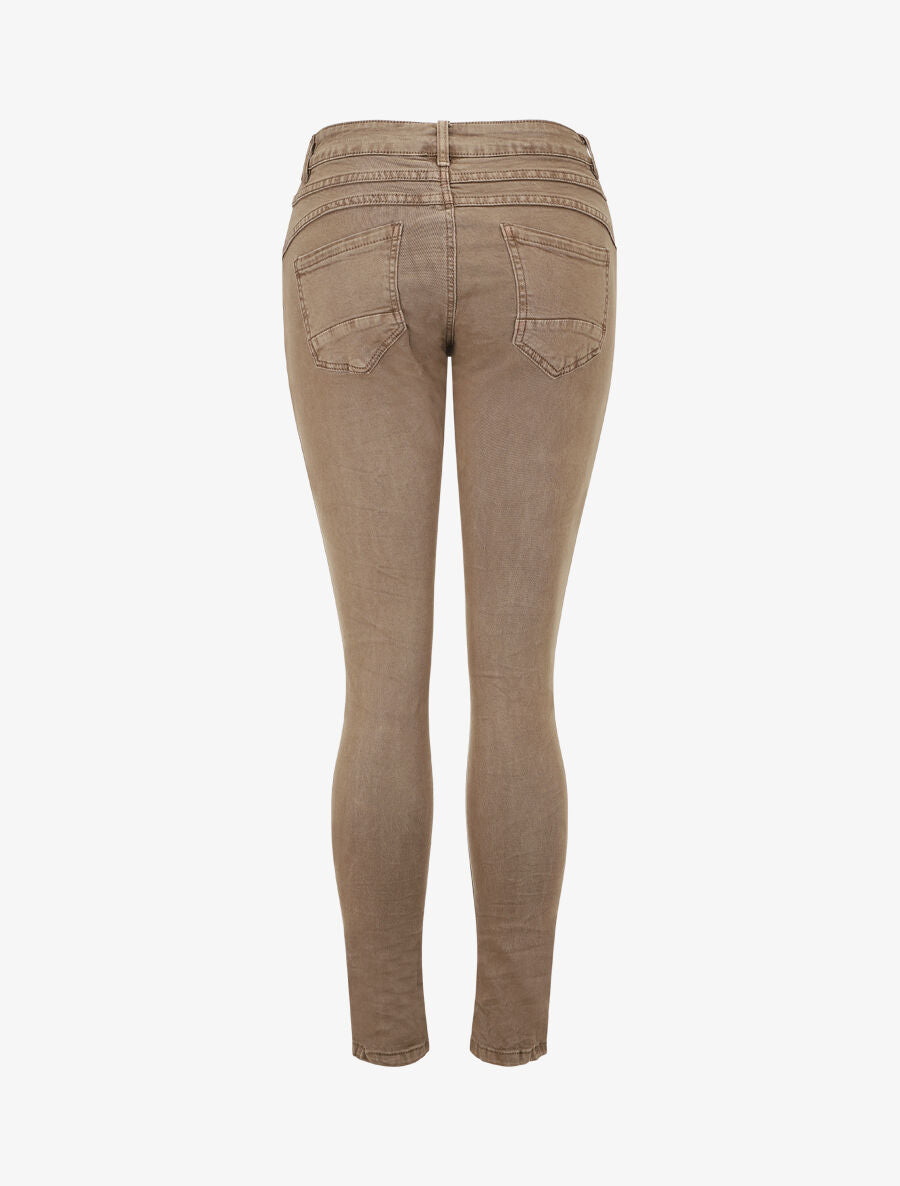 Jean effet froissé coupe slim - Taupe - 2