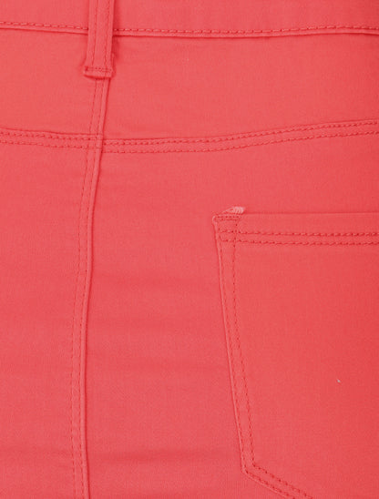 Jupe unie droite classique - Corail - 3