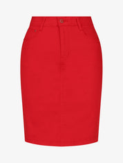 Jupe unie droite classique - Rouge - 1
