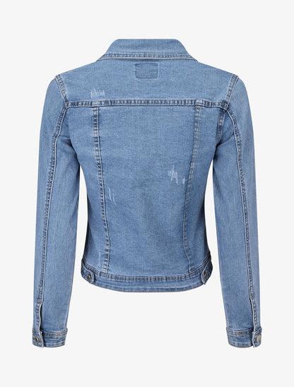 Veste en jean légères griffures - Bleu - 2