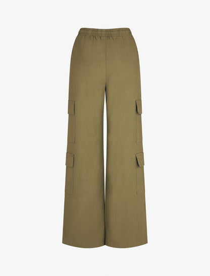 Pantalon cargo taille haute coupe droite - Kaki - 2