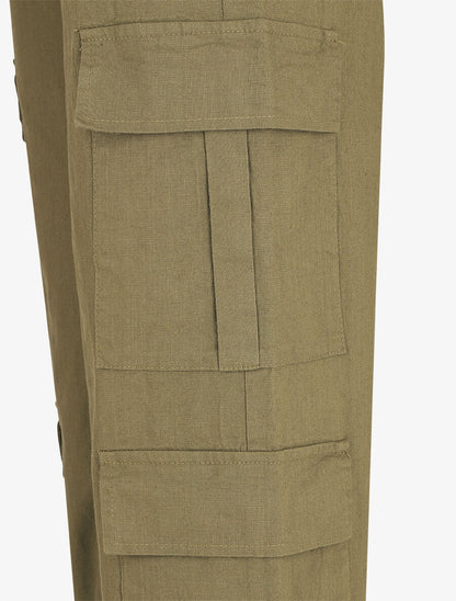 Pantalon cargo taille haute coupe droite - Kaki - 3