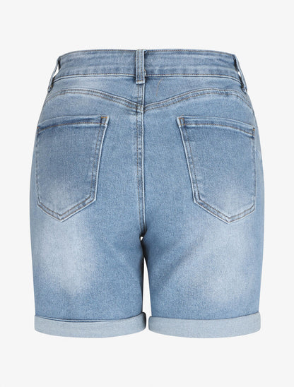 Short en jean ajusté taille standard - Bleu clair - 2