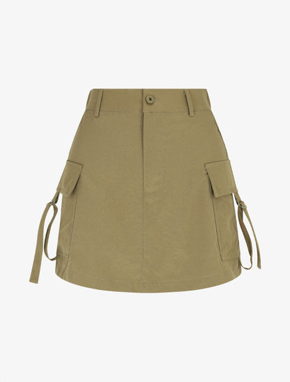 Jupe short cargo uni - Kaki - 4