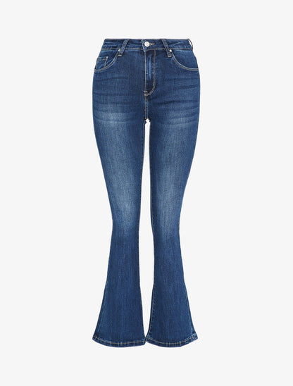 Jean flare légèrement délavé - Bleu denim - 3