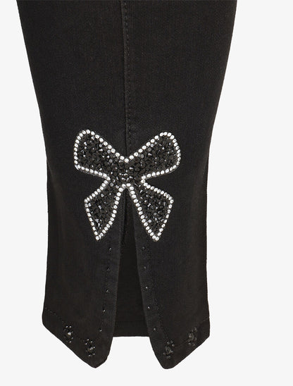 Jean standard à strass coupe skinny - Noir - 3