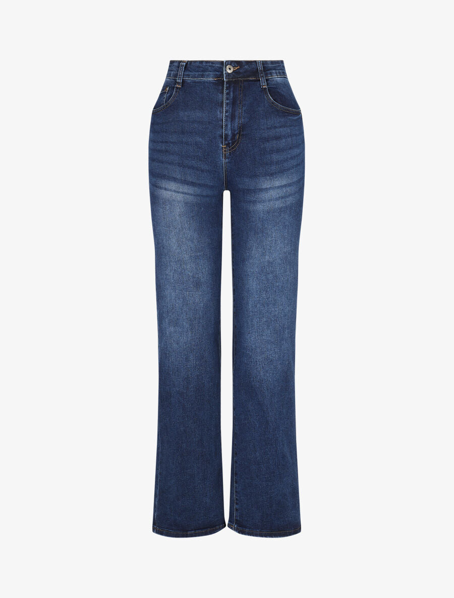 Jean push up délavé coupe droite - Bleu - 1