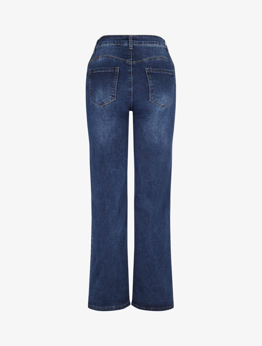 Jean push up délavé coupe droite - Bleu - 2